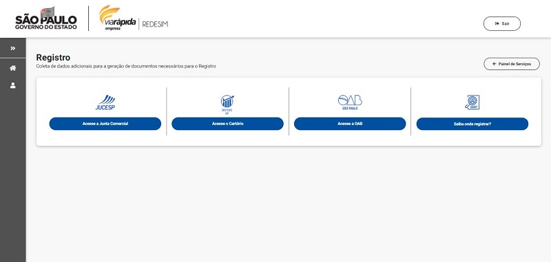 Painel de serviços